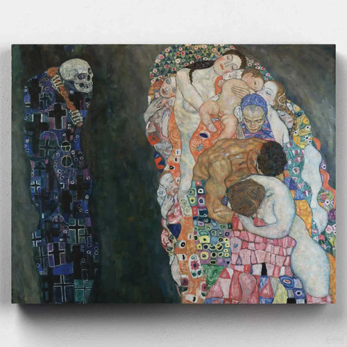 Death and Life. Recreate Death and Life by Gustav Klimt with our paint by numbers kit. Explore the artist's profound painting masterpiece at home with Canvas by Numbers.