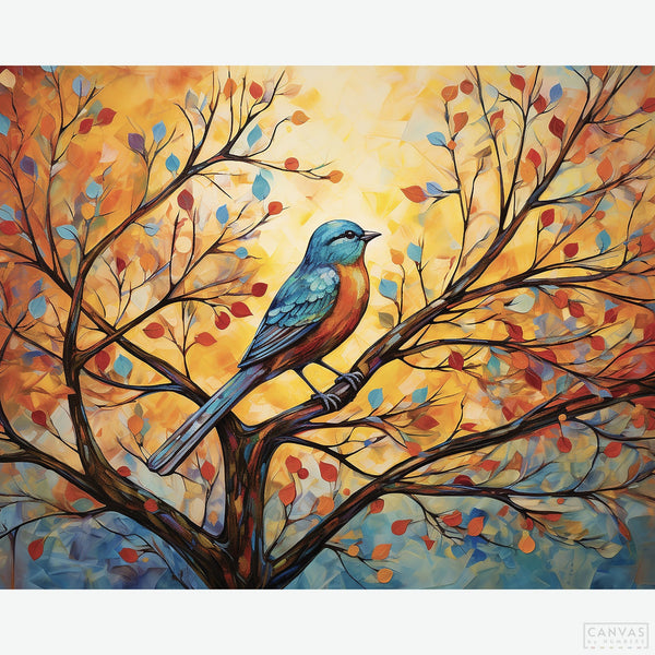 Eastern Bluebird Diamond Painting Kit-Create a stunning bluebird diamond painting kit. This kit is perfect for bird lovers and crafters, and it includes everything needed for a sparkling masterpiece.-Canvas by Numbers
