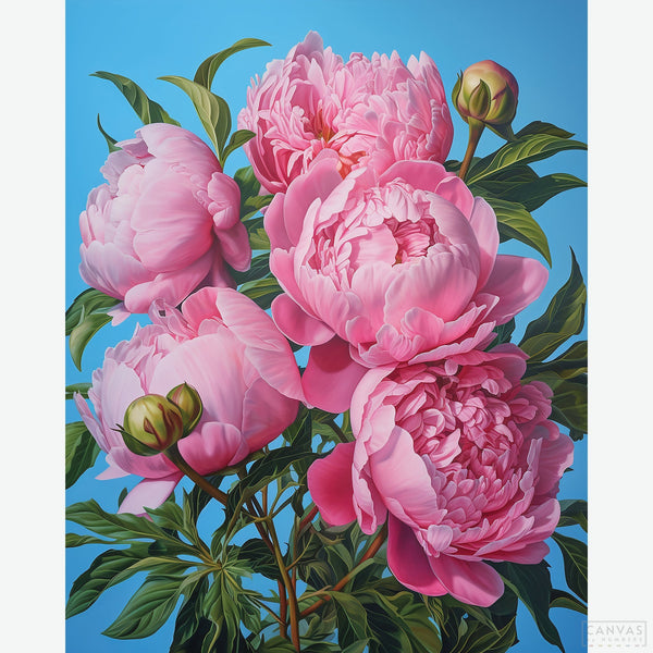 Pink Peonies - Diamond Painting-Transform your space with the Pink Peonies Diamond Painting kit. Perfect for floral enthusiasts, this kit is all you need to create a sparkling, elegant artwork.-Canvas by Numbers