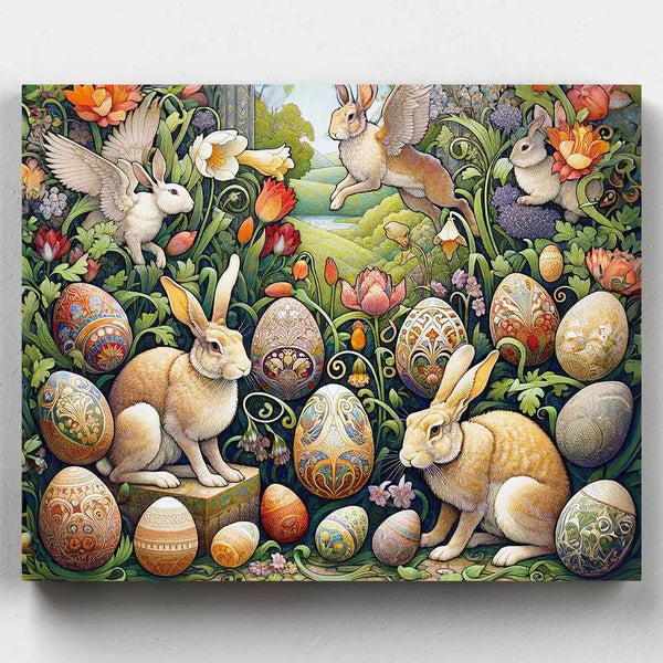 Magical Easter Wonderland - Paint by Numbers - This delightful scene captures the essence of Easter, symbolizing new beginnings and joyous celebrations - Canvas by Numbers