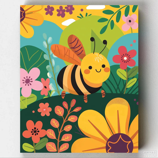 Honeybee Painting by Numbers for Kids-Spark your child's imagination with Honeybee Painting by Numbers for Kids kit! This painting of a honeybee and colorful flowers is perfect for young artists.-Canvas by Numbers