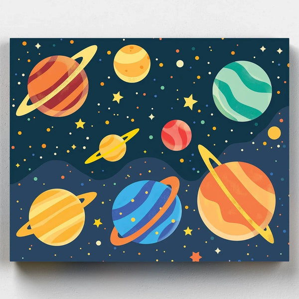 Solar System Painting for Kids-Explore the cosmos with our Solar System Painting for Kids kit! Perfect for young artists and astronomers, it's an interstellar adventure they won't forget. -Canvas by Numbers