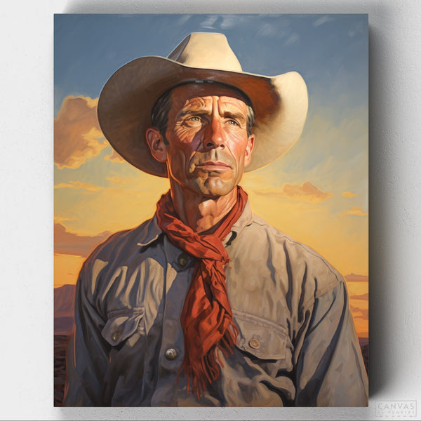 Western Cowboy Paint by Numbers-Experience the rugged beauty of painting a cowboy with Western Cowboy Paint by Number kit. Perfect for anyone looking to capture the essence of the frontier.-Canvas by Numbers