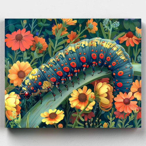 Herbaceous Caterpillar. Bring nature to life with our Herbaceous Caterpillar Paint by Numbers Kit. Perfect for art enthusiasts and nature lovers seeking a vibrant, detailed project.