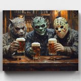 Haunted Cheers - Paint by Numbers-Celebrate Halloween with our Haunted Cheers Paint by Numbers Kit. A group of classic monsters toasting in a pub in a fun, spooky scene.-Canvas by Numbers