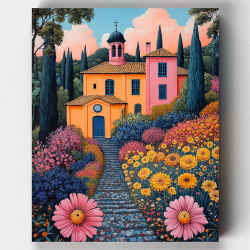 Manor in Provence. Paint the elegance of southern France with Manor in Provence. This detailed paint by numbers kit features a timeless French manor, perfect for art lovers.