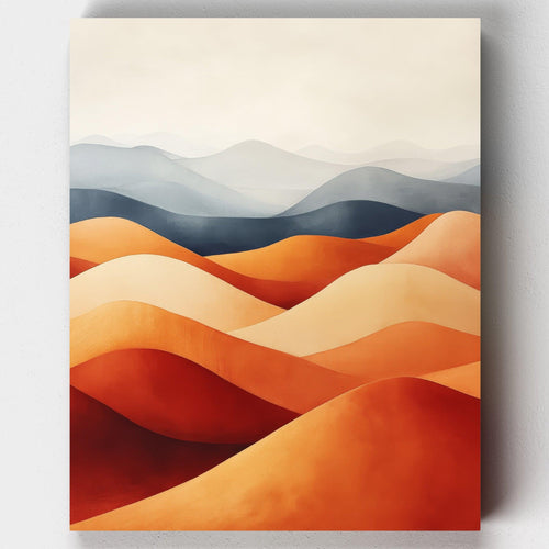 Dunes in Harmony. Relax with Dunes in Harmony, an abstract desert paint by numbers kit featuring soft earth tones and minimalist design. Perfect for modern art lovers.
