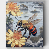 Honey Bee – Paint by Numbers-Paint the beauty of a honey bee collecting pollen from flowers with our intricate Honey Bee paint by numbers kit. A nature-inspired artistic journey awaits.-Canvas by Numbers