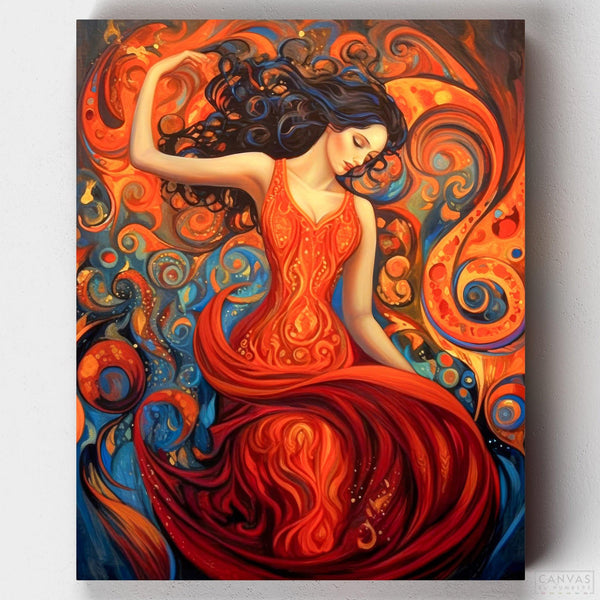 flamenco dancer in red dress painting Flamenco Dancer (Original Painting)