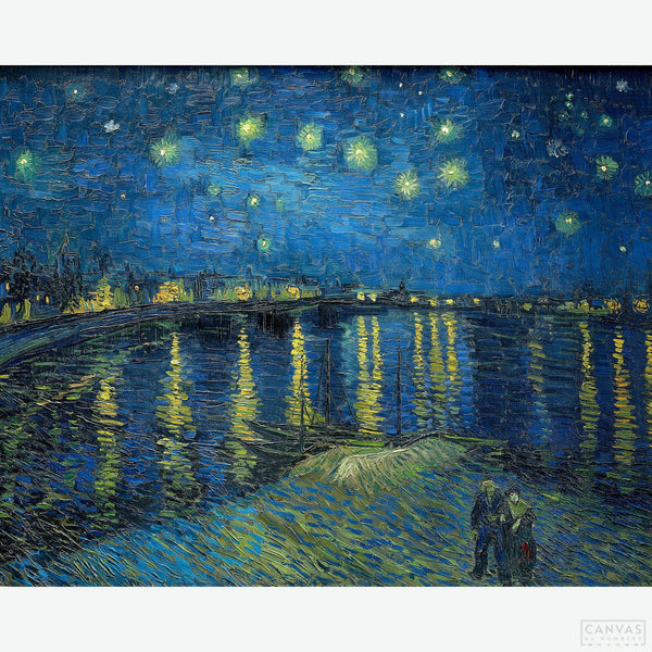 Starry Night Over the Rhône - Diamond Painting-Reimagine Van Gogh’s "Starry Night Over the Rhône" with this diamond painting kit. Capture the shimmering stars and serene river in stunning detail.-Canvas by Numbers