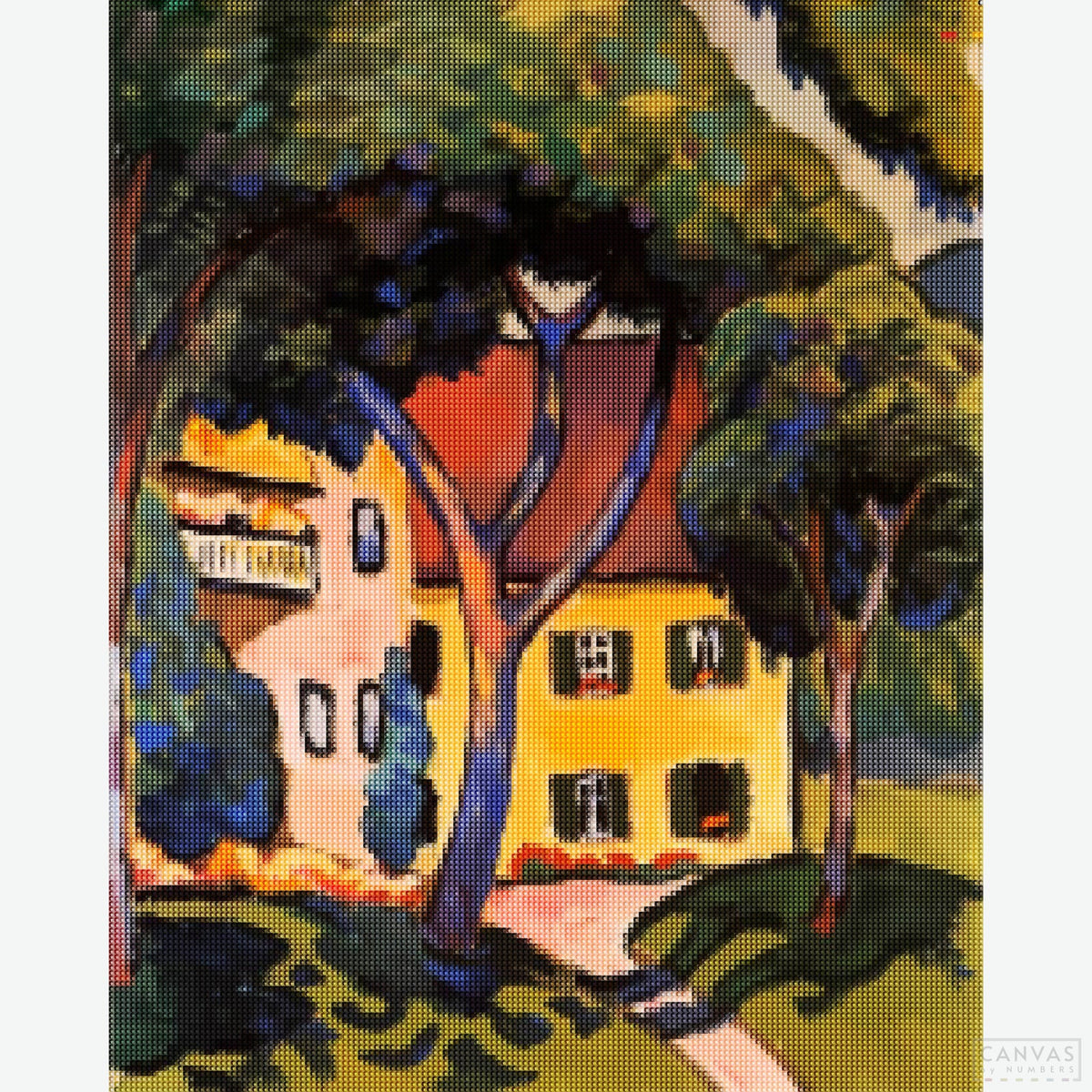 Staudacher's House at the Tegernsee - Diamond Painting-Bring August Macke’s colorful expressionism art to life with our diamond painting kit. This vibrant, relaxing project is suitable for all skill levels.-Canvas by Numbers