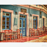 Coffee Shop - Diamond Painting-Recreate the warmth of a traditional Greek café with our 