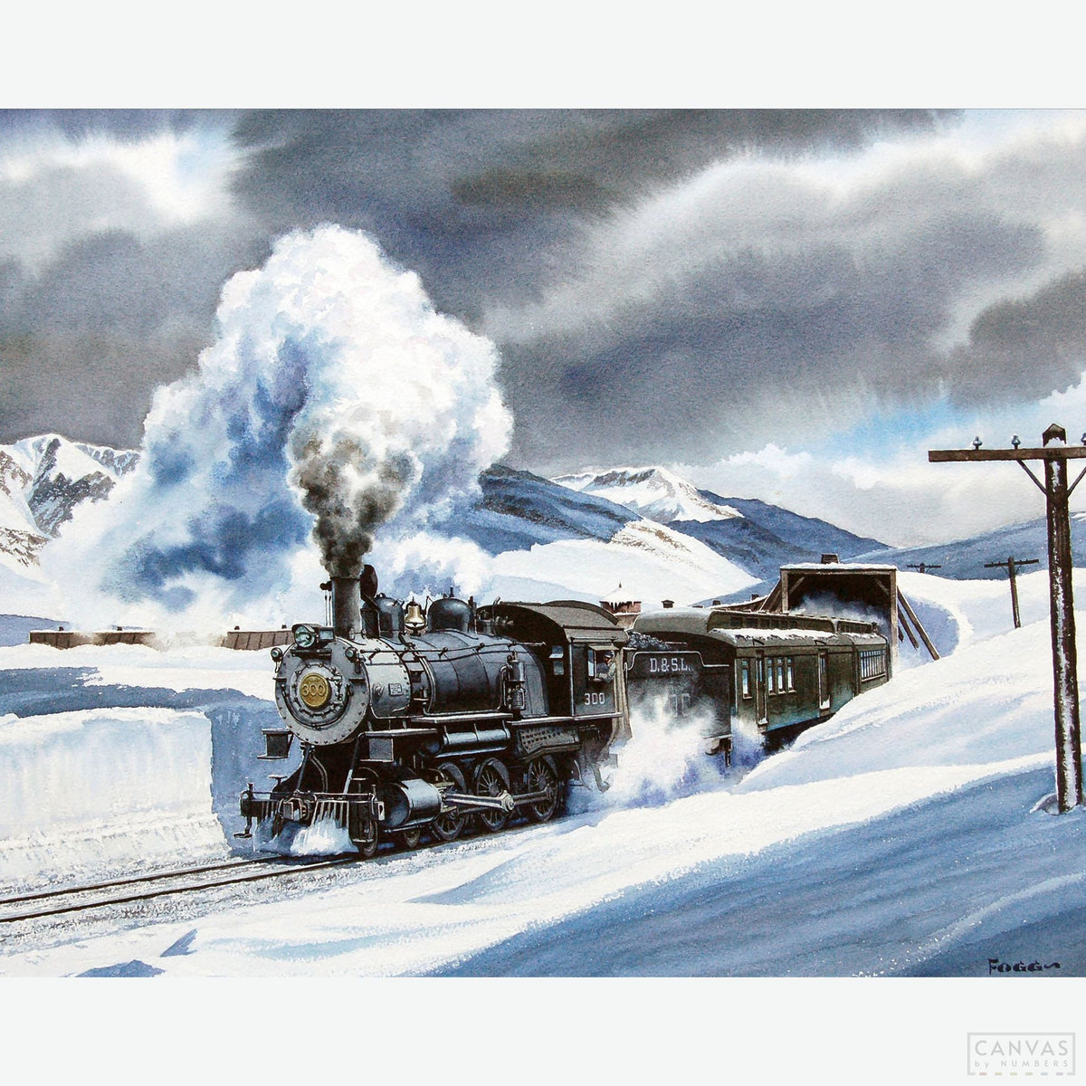 Denver & Salt Lake Railroad - Diamond Painting-Recreate the majesty of the "Denver & Salt Lake Railroad" with this diamond painting kit. Celebrate historic railroads with sparkling detail.-Canvas by Numbers