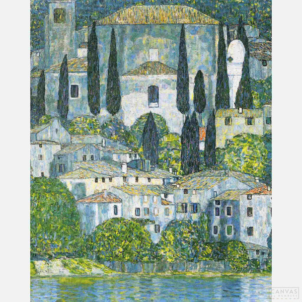 Cassone Church - Diamond Painting-Unleash your inner artist with the Cassone Church diamond painting kit. Dive into Gustav Klimt's world of color with this timeless masterpiece.-Canvas by Numbers