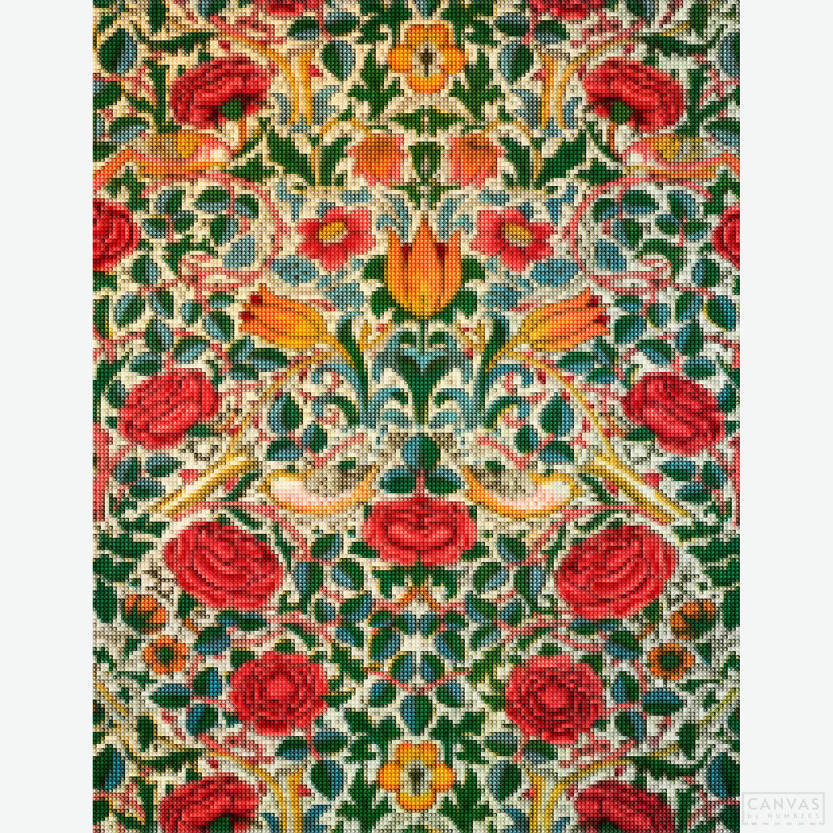 Rose - Diamond Painting-Create your own textile masterpiece with a diamond painting kit inspired by William Morris's Rose design. Ideal for crafters and art enthusiasts alike.-Canvas by Numbers