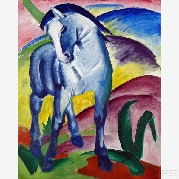 The Blue Horse I Painting by Franz Marc - Diamond Painting-Recreate Franz Marc's art with our Blue Horse diamond painting kit. Capture the colors and expressive style of this iconic animal artwork in sparkling detail.-Canvas by Numbers