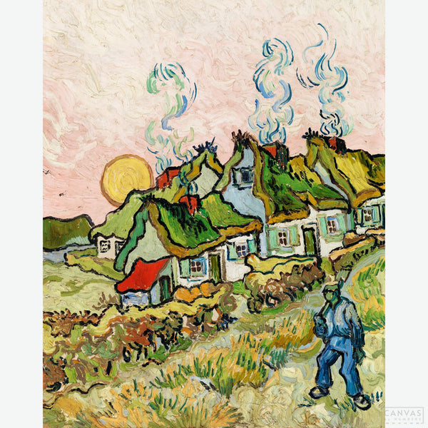 Houses and Figure - Diamond Painting-Capture the charm of Van Gogh's Houses and Figure with our diamond painting kit. Perfect for art lovers and crafters, create a nostalgic masterpiece.-Canvas by Numbers
