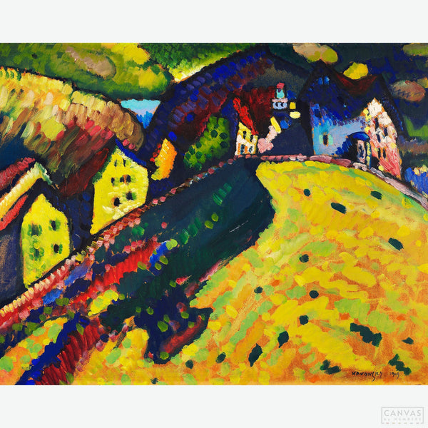 Houses at Murnau - Diamond Painting-Recreate Kandinsky's 'Houses at Murnau' with our diamond painting kit. Capture the vibrant colors and abstract style of this iconic artwork in sparkling detail.-Canvas by Numbers