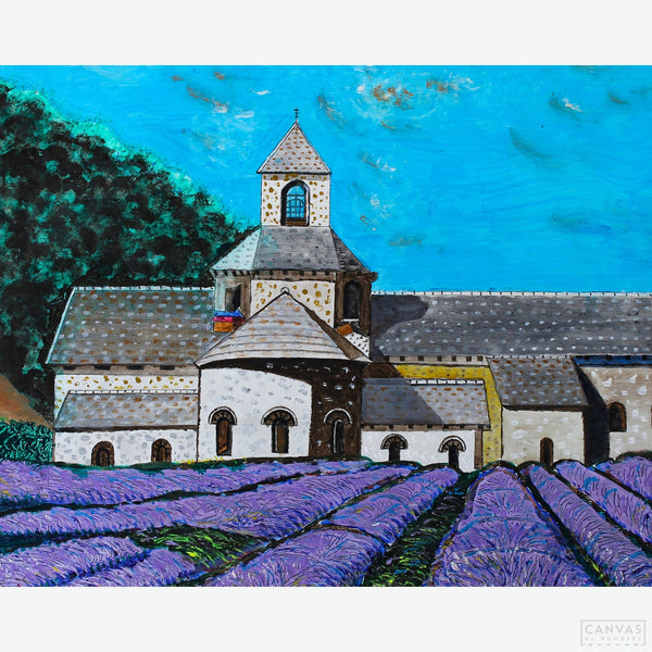 The Senanque Abbey, France - Diamond Painting Kit-Delight in creating our diamond painting kit, featuring a peaceful French abbey in lavender fields. A relaxing art project suitable for all skill levels.-Canvas by Numbers