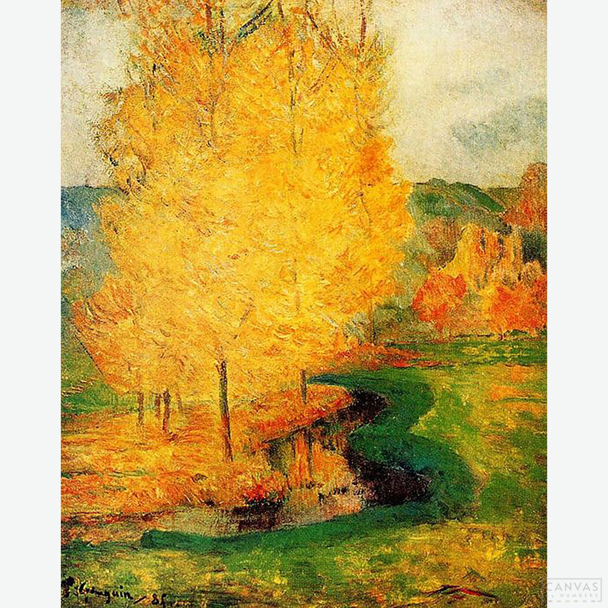 By the Stream, Autumn - Diamond Painting-Embrace the world of Paul Gauguin with a Diamond Painting Kit. Recreate a unique, hands-on artistic experience that's perfect for all levels.-Canvas by Numbers