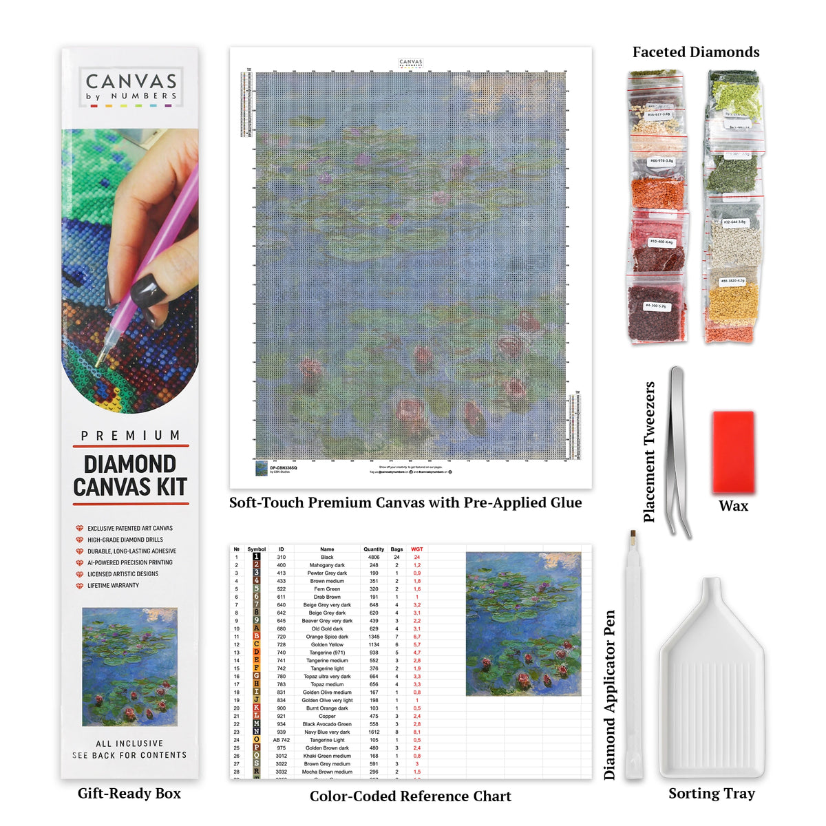 Lirios de Agua Rojos - Pintura de Diamante - Tamaño Estándar