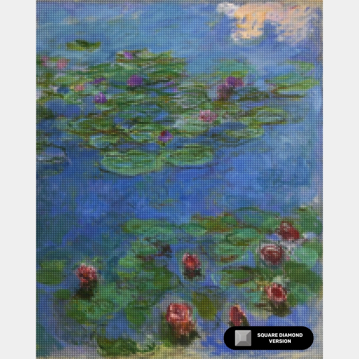 Lirios de Agua Rojos - Pintura de Diamante - Tamaño Estándar