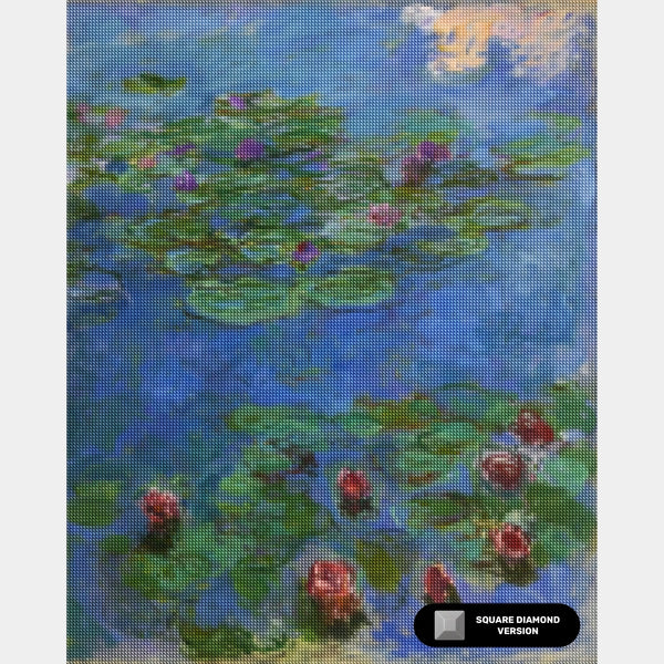 Lirios de Agua Rojos - Pintura de Diamante - Tamaño Estándar