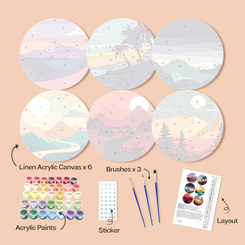 Landscapes Collection 1 - Paint by Numbers Placemats-Explore stunning scenery with our Landscapes Paint by Numbers Placemats. Add natural beauty to your table decor with hand-painted, DIY placemats.-Canvas by Numbers