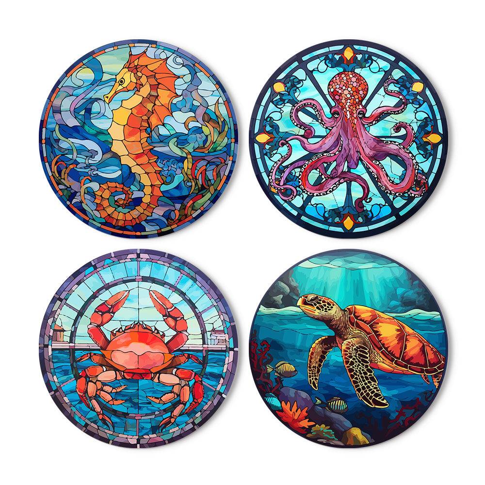 Sealife Collection - Paint by Numbers Placemats. Bring the ocean to your table with our Sealife Paint by Numbers Placemats. Paint an octopus, seahorse, and turtle for a fun table decor experience.