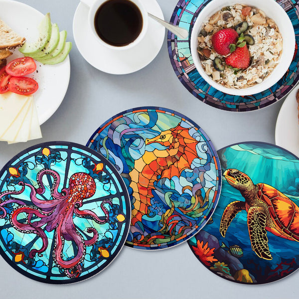 Sealife Collection - Paint by Numbers Placemats-Bring the ocean to your table with our Sealife Paint by Numbers Placemats. Paint an octopus, seahorse, and turtle for a fun table decor experience.-Canvas by Numbers