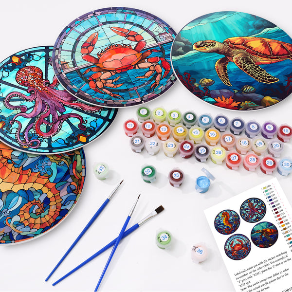 Sealife Collection - Paint by Numbers Placemats-Bring the ocean to your table with our Sealife Paint by Numbers Placemats. Paint an octopus, seahorse, and turtle for a fun table decor experience.-Canvas by Numbers