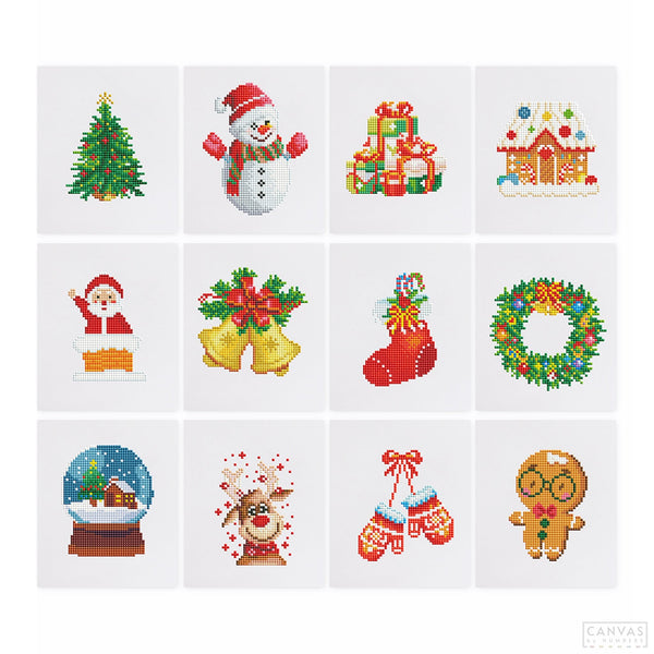 Christmas Collection 1 - Mini Diamond Painting Kit-Create your own winter wonderland with our Christmas Collection 1 Mini Diamond Painting Kit. Craft 12 festive designs that sparkle with holiday cheer!-Canvas by Numbers