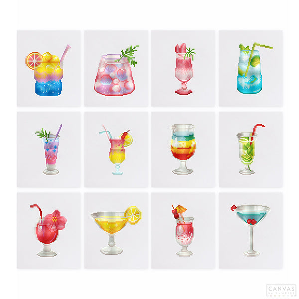 Cocktail Collection 2 - Mini Diamond Painting Kit-Bring mixology to life with our Cocktail Collection 2 Mini Diamond Painting Kit. Craft 12 vibrant drink-themed artworks that sparkle with fun and creativity!-Canvas by Numbers