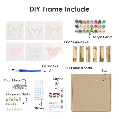 Beautiful Butterflies mini paint by numbers kit shown in the DIY frame format