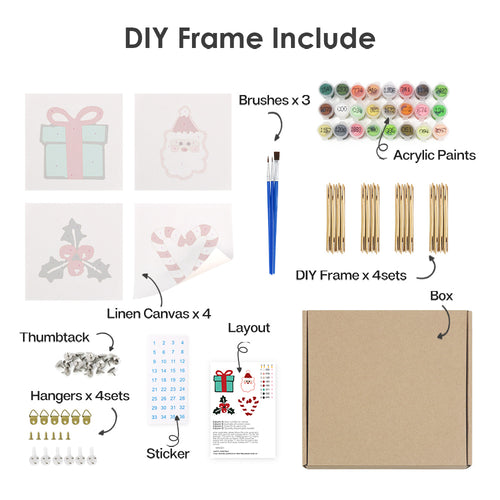 Festive Icons 1 mini paint by numbers kit shown in the DIY frame format