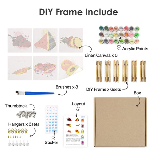 Garden Bites mini paint by numbers kit shown in the DIY frame format