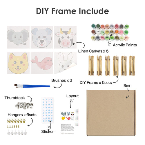 Animal Friends 2 mini paint by numbers kit shown in the DIY frame format