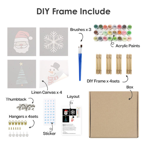 Festive Icons 2 mini paint by numbers kit shown in the DIY frame format