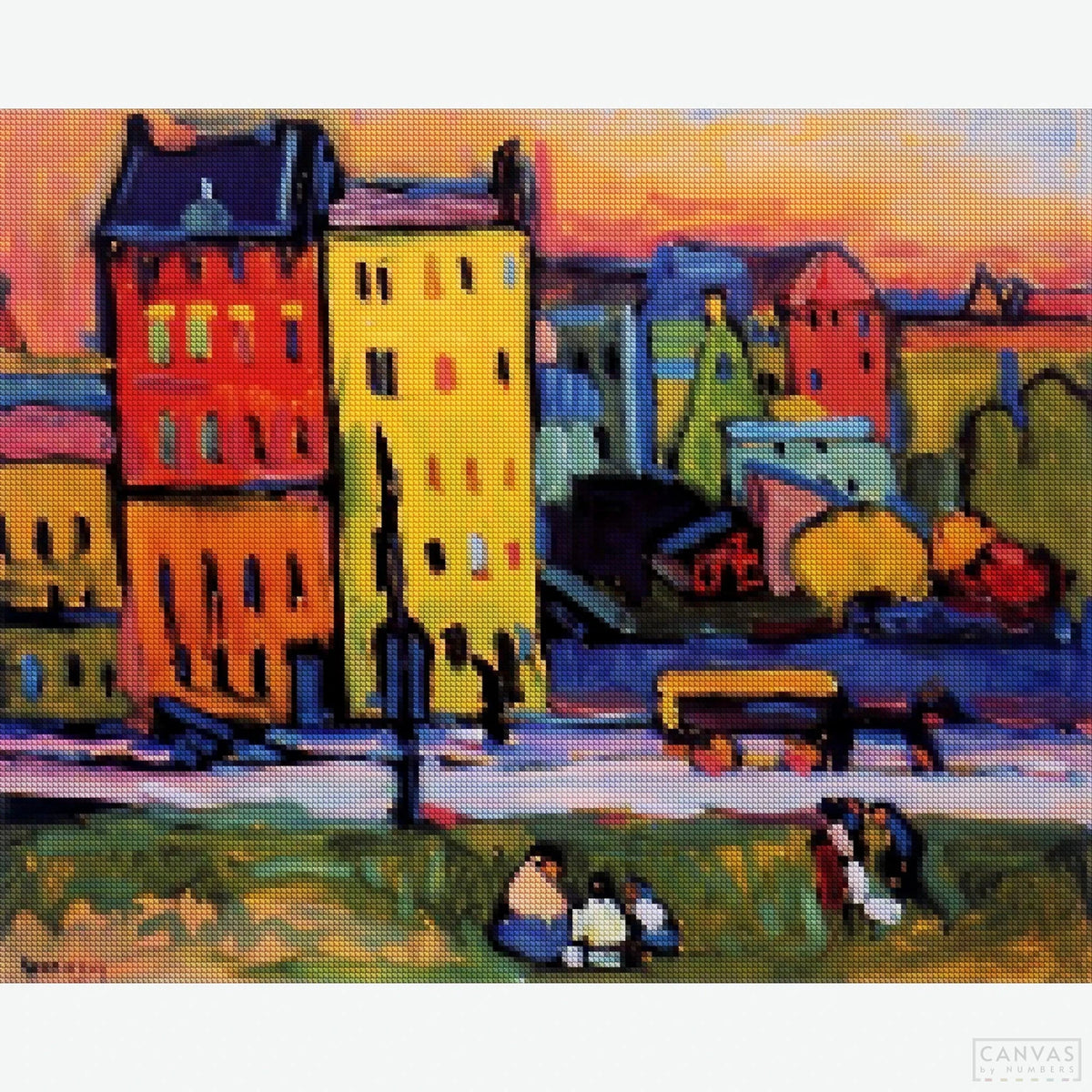 Houses in Munich - Diamond Painting-A colorful paint by numbers kit reproducing one of Kandinsky's most popular painting. Ideal for beginners and super fun to paint.-Canvas by Numbers