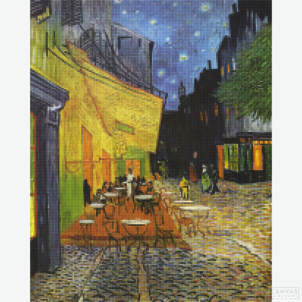 Cafe Terrace at Night - Diamond Painting-Craft your own version of Café Terrace at Night with our van Gogh Diamond Painting Kit. It is ideal to explore the starry night theme Van Gogh made famous.-Canvas by Numbers