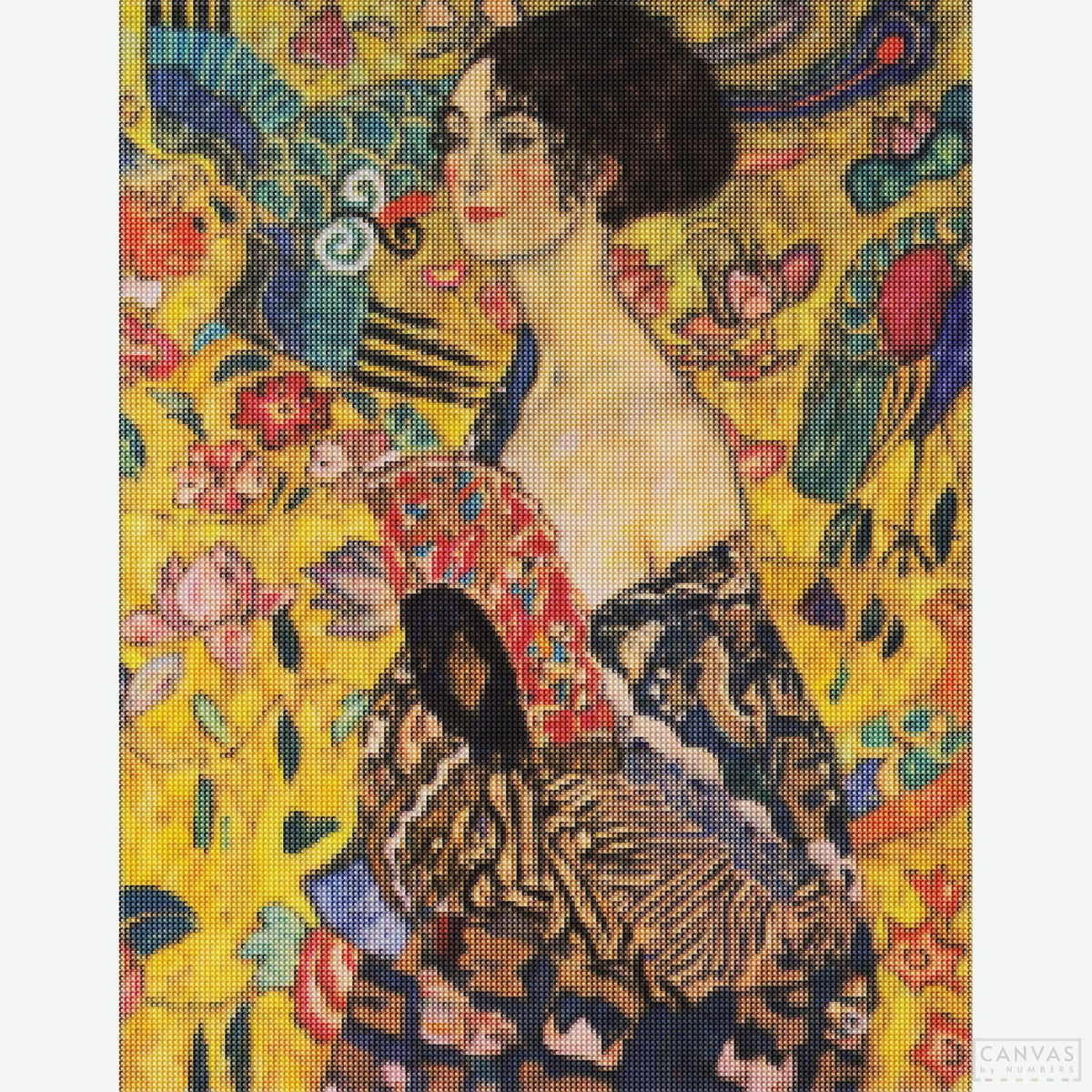 Lady with Fan - Diamond Painting-Craft your own version of Klimt's "Lady with Fan" with our diamond painting kit. Immerse in its intricate details and own a piece of art history.-Canvas by Numbers