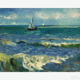 The Sea at Les Saintes - Diamond Painting-Create your own Van Gogh masterpiece with our Diamond Painting Kit. Capture the vibrant colors and light of the Mediterranean Sea with each diamond.-Canvas by Numbers