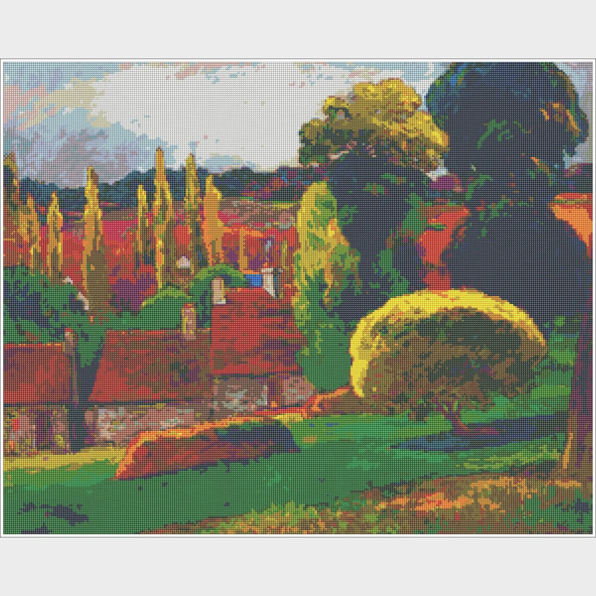 A Farm in Brittany - Diamond Painting Kit-Create your own vibrant masterpiece with our diamond painting kit, reflecting Paul Gauguin's stunning "Brittany Landscape". Immerse in a calming art project today.-Canvas by Numbers