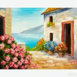 Mediterranean House - Diamond Painting-Experience the joy of crafting with our Mediterranean House Diamond Painting kit. Escape to the Mediterranean coast and create your stunning masterpiece.-Canvas by Numbers