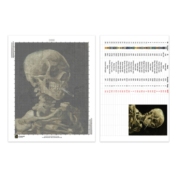 Van Gogh’s Skeleton Smoking - Diamond Painting Kit - Standard Size