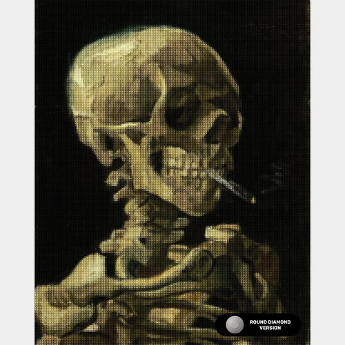 Van Gogh’s Skeleton Smoking - Diamantmålning Kit - Standardstorlek