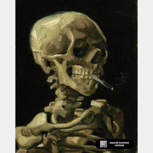 Van Gogh’s Skeleton Smoking - Diamantmålning Kit - Standardstorlek