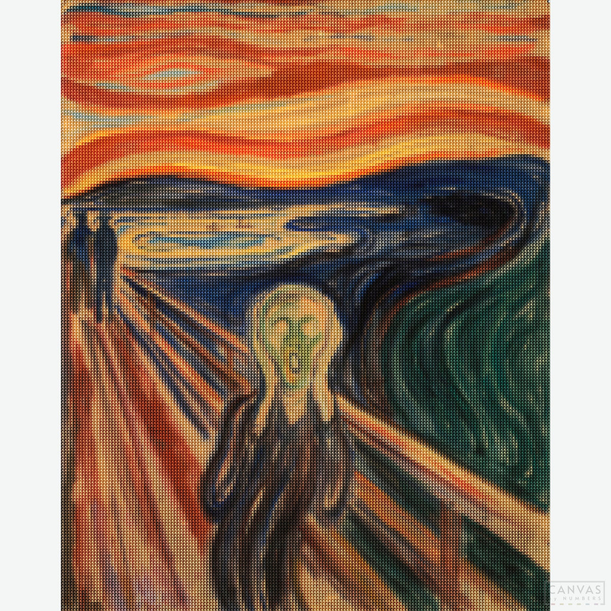 The Scream - Diamond Painting-Embrace Munch's emotional depth with our "The Scream" Paint by Numbers Kit. Experience artistry and tranquility as you recreate this iconic masterpiece.-Canvas by Numbers