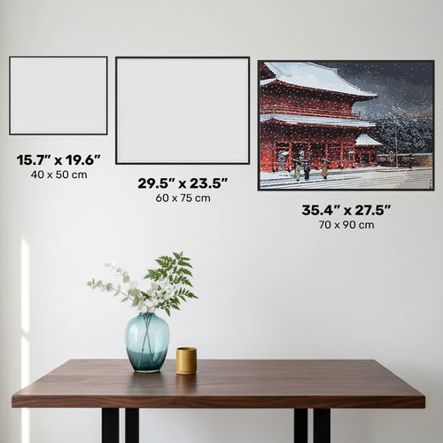 Nieve sobre el Templo Zojoji - Pintura de Diamantes - Extra Grande