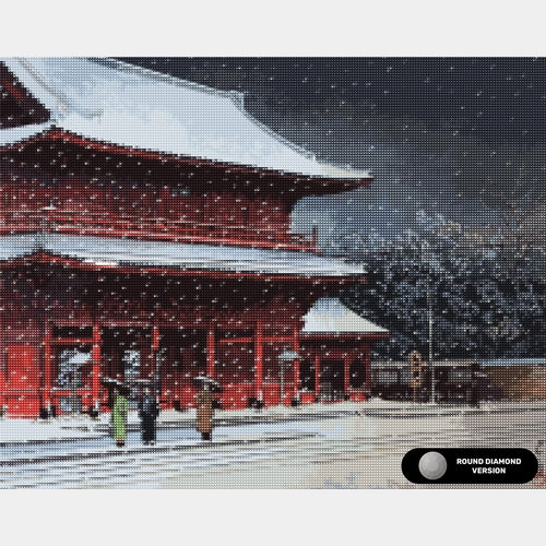 Nieve sobre el Templo Zojoji - Pintura de Diamantes - Extra Grande